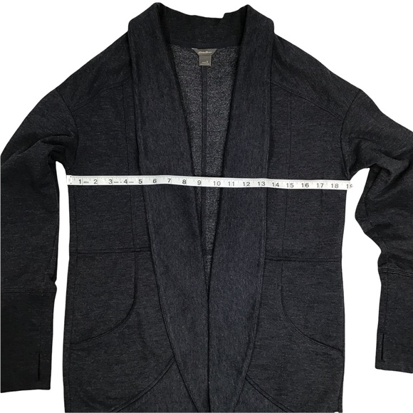EDDIE BAUER - Open Front Cardigan Sweater Dark Heather Gray - S - Picture 10 of 14